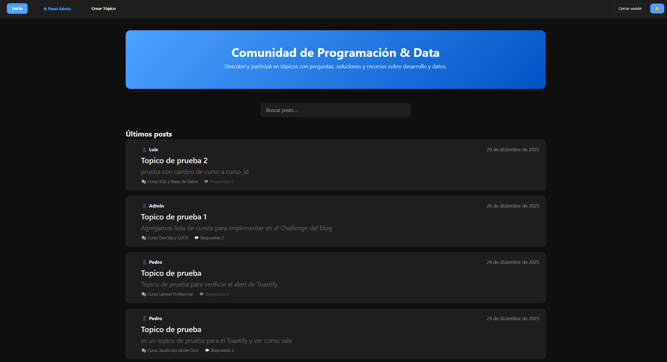 Captura de Alura Foro — API REST + Frontend