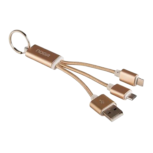 Noganet Cable Usb/Micro-Usb/Lightning Llavero Dorado (Usb K 31)