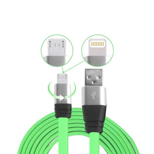 Int Co Cable Usb (M) A Dual Lightning Micro Usb 1M Verde (09 084)