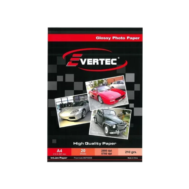 PAPEL FOTOGRAFICO EVRTC FOTO BRILLANTE A4 210g 20 HOJAS (080700006)