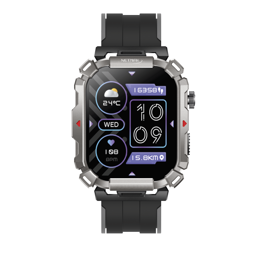 NETMAK SMART WATCH EVOLUTION NEGRO CON GRIS MAYA GOMA NEGRA (NM-EVOLUTION)