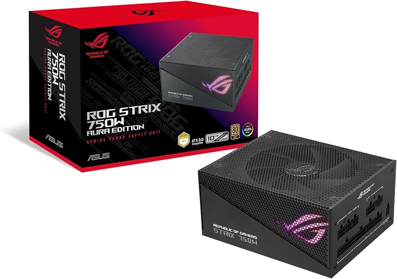 FUENTE ASUS ROG STRIX AURA EDITION GAMING 750W BLACK POWER SUPPLY 80 PLUS GOLD SIN CABLE POWER (ROG-STRIX-750G-AURA-GAMING)