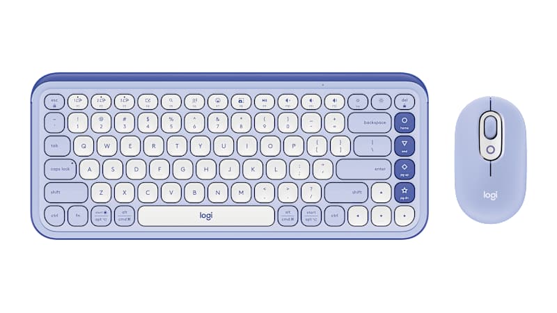 Kit de teclado y mouse Logitech Pop Icon Combo 920-013054 lila y blanco crudo