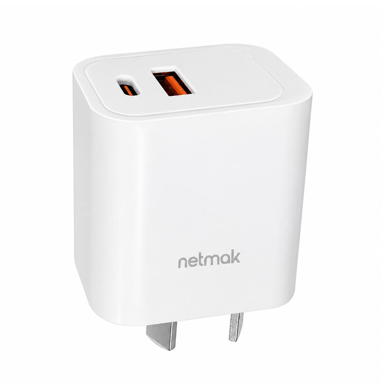 Netmak Cargador Doble Qc Usb + Pd Usb-C 20W (NM-CP7)
