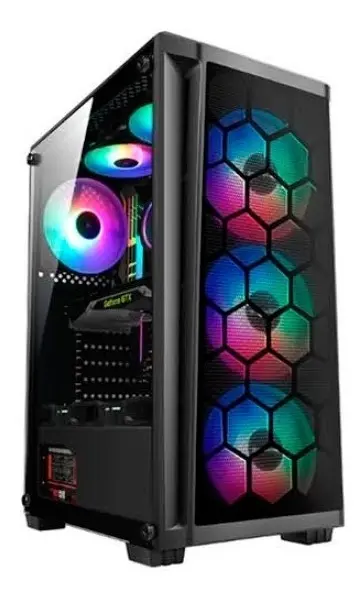 Gabinete Gamer Kanji Rhino Negro Mid Tower ATX Vidrio Templado USB 3.0