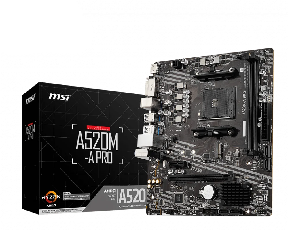 MOTHER MSI A520M-A PRO AM4 DDR4 (BULK) SOLO PC ARMADA