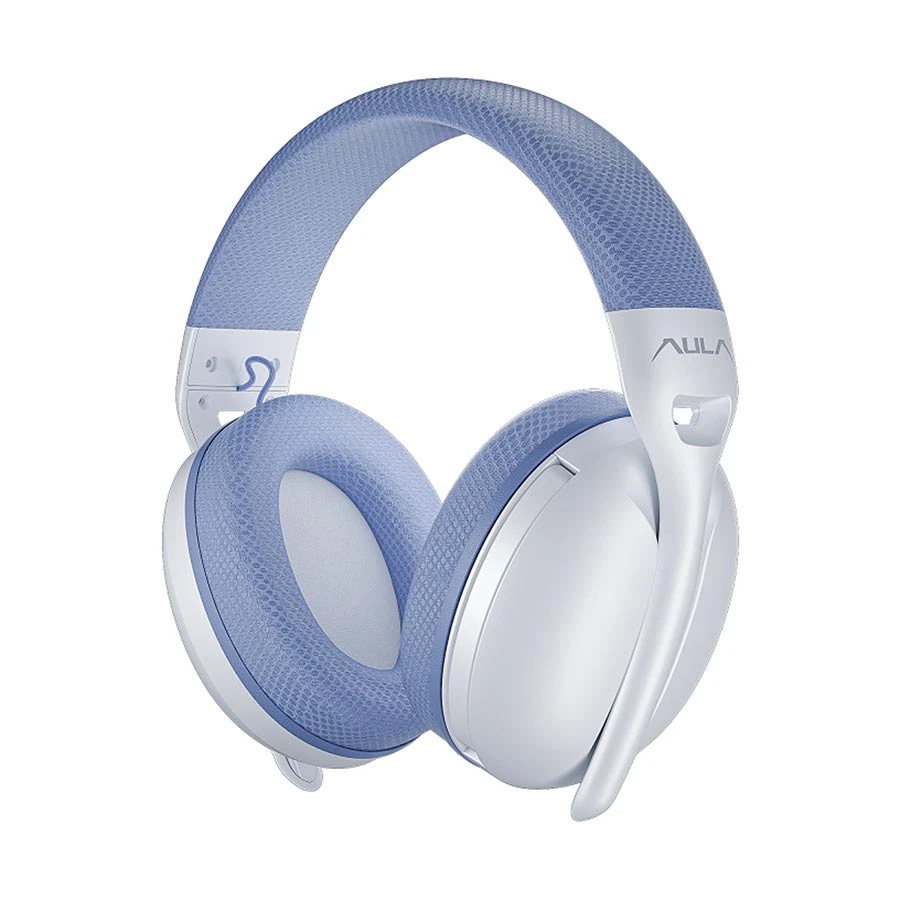 AURICULAR INALAMBRICO AULA S6 AZUL BLANCO USB BLUETOOTH ULTRALIGEROS (6948391235585)