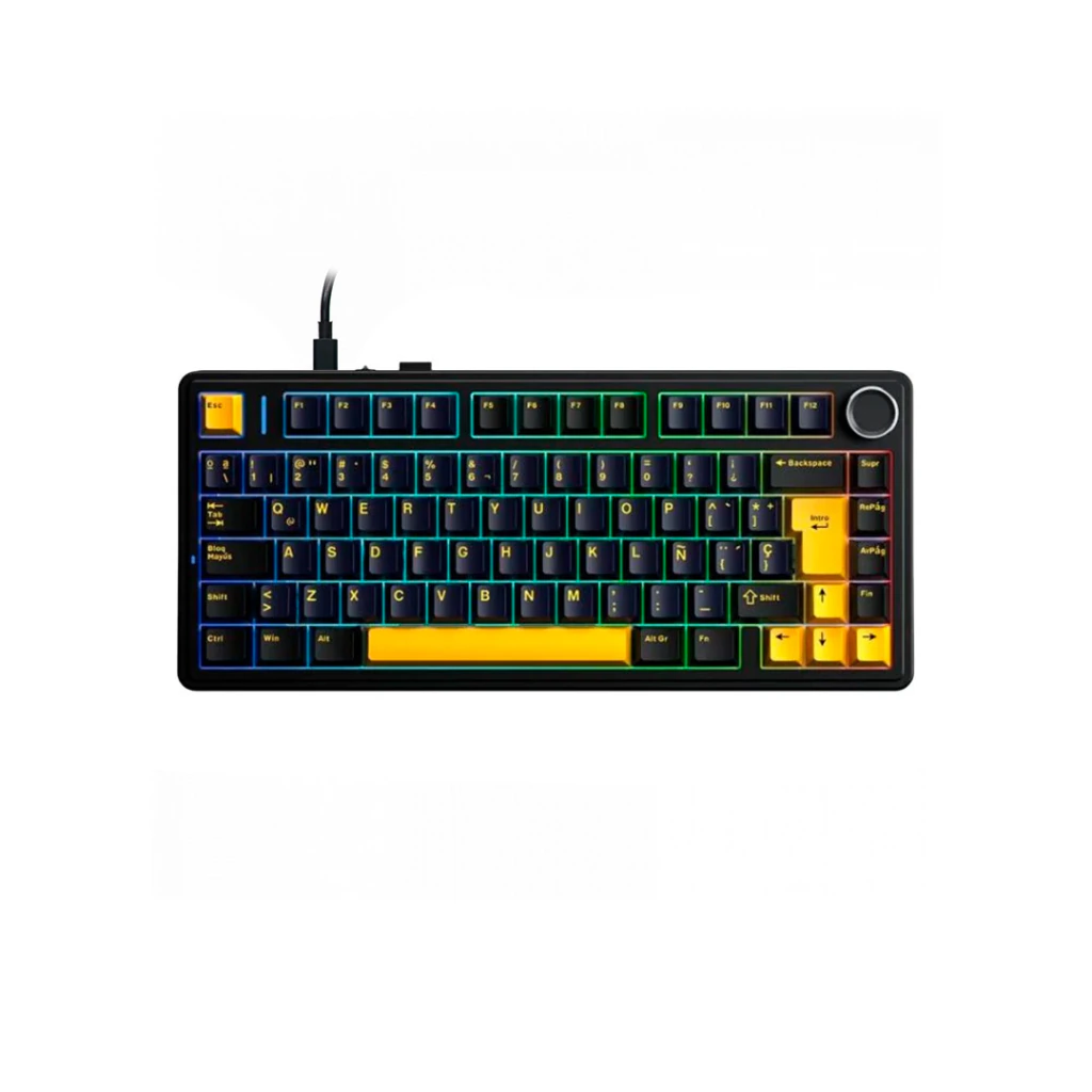Teclado Mecanico Aula F75 Wired Black Orange Blue 75% Rainbow SW Pink Ingles USB (6978080504890)