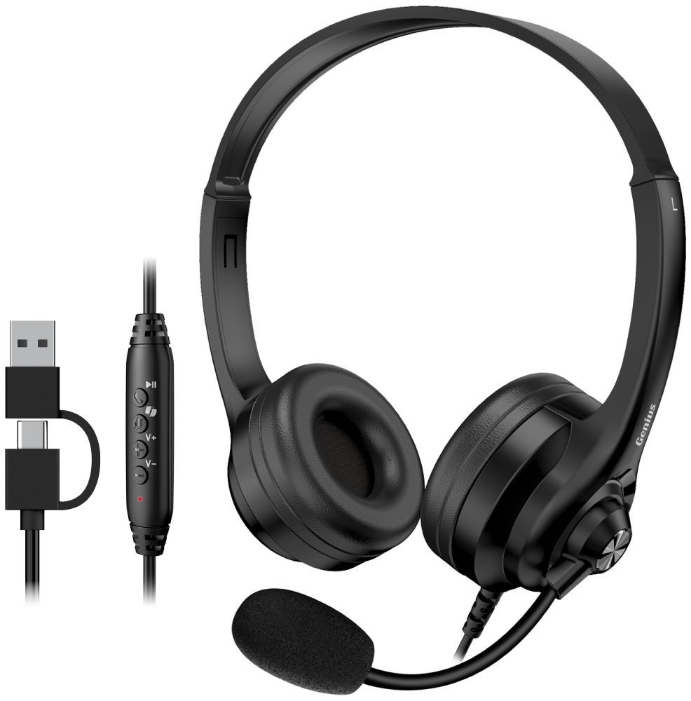 AURICULAR GENIUS HS 235U BLACK COPILOT IA WIRED USB A+C (HS-235U IA BLACK USB A+C)