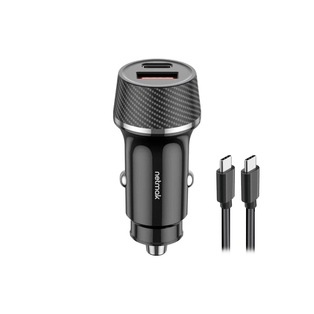 Netmak - Cargador Doble P/Auto 48W Usb + Usb-C (NM-UCC14)