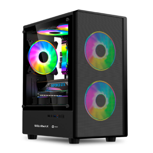 Gabinete Solarmax CM-B6201 Black Mesh 3x Fan RGB Mid Tower (CM-B6201)