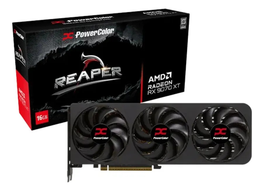 Placa de Video Powercolor Reaper TRI FAN AMD Radeon RX 9070 XT 16GB GDDR6