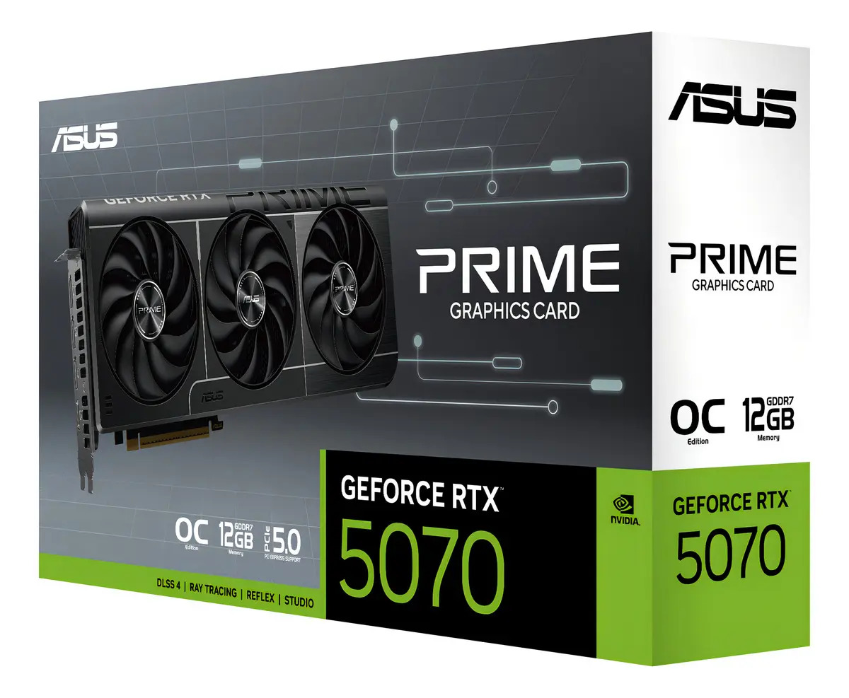 PLACA DE VIDEO ASUS NVIDIA GFORCE PRIME RTX 5070 12GB GDDR7 OC EDITION (PRIME-RTX5070-O12G)